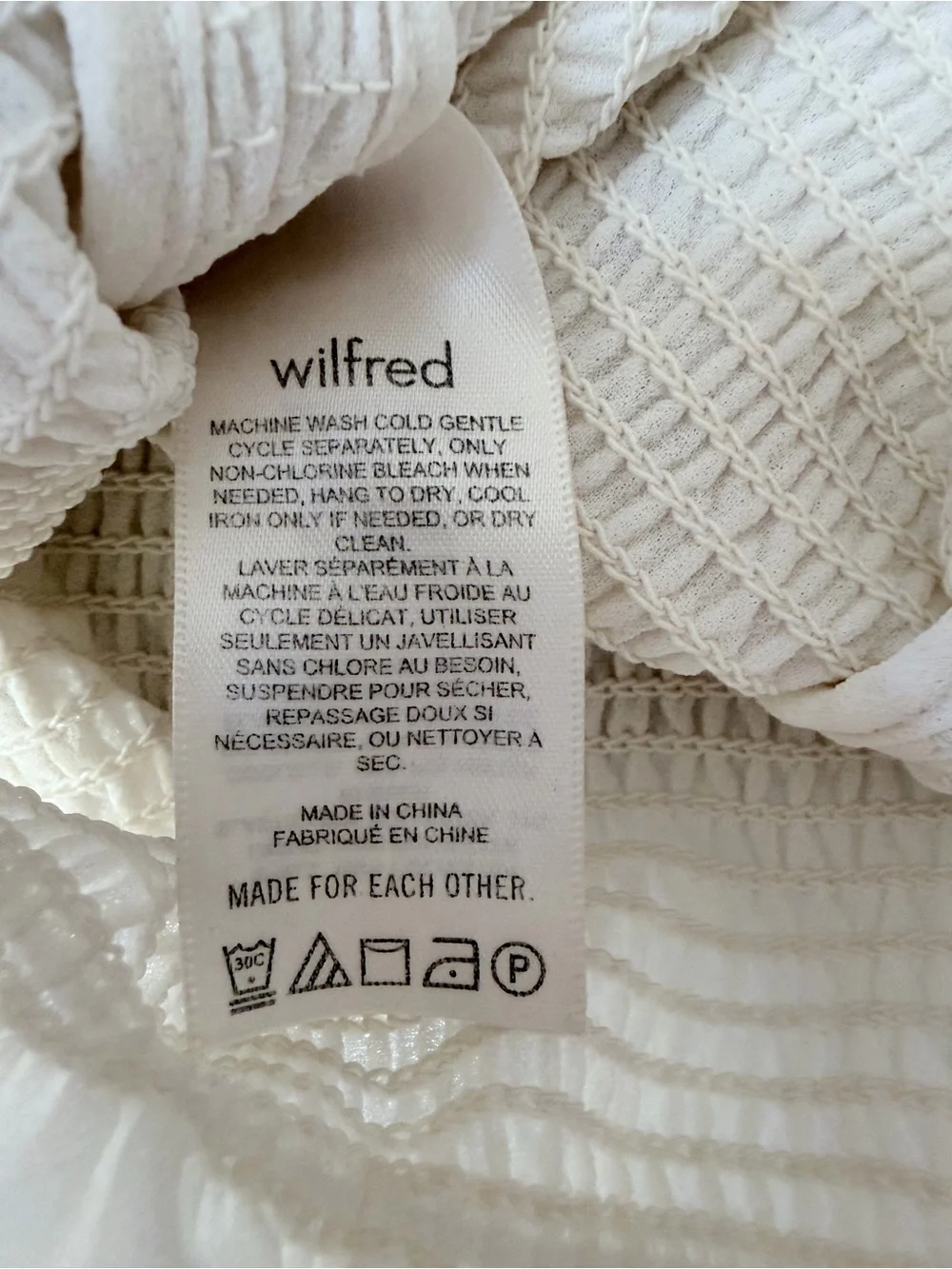 Aritzia Wilfred Cropped Blouse w/ Ruffled Top & Sheer LongSleeves in White -Sz M